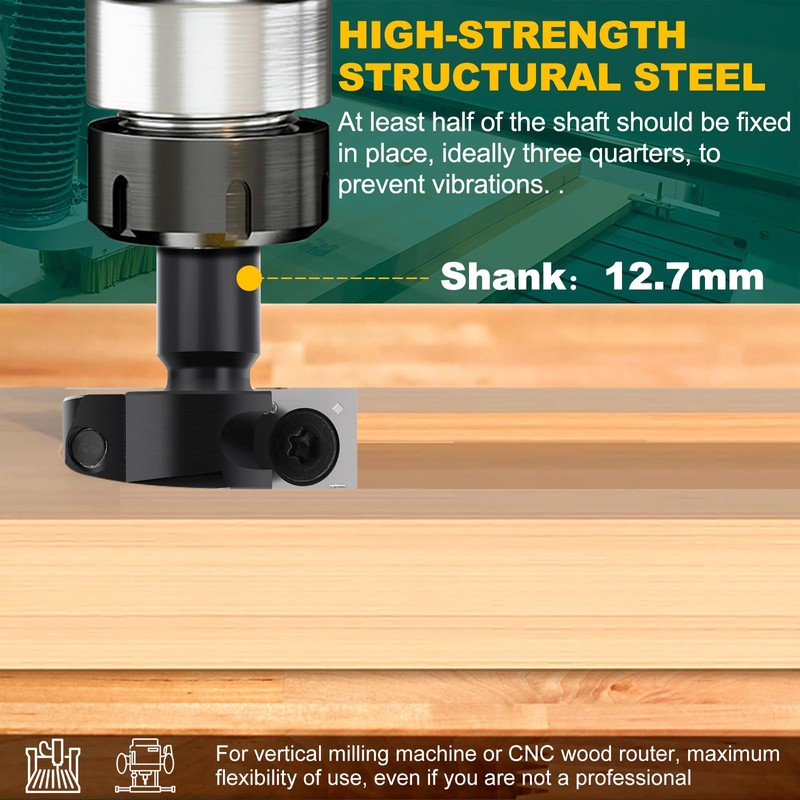 BALUGAEA CNC Spoilboard Surfacing Router Bits 1/2'' Shank, 1-1/2'' Diameter
