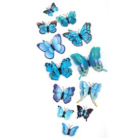 YANYULI 3D Butterfly Wallpaper Sticker, Random Specification, Magnet, Butterfly Shaped Sticker, Wall Decor Set, 3D, Interior, Wall Sticker, Removable, For Room or Home Decoration, Living Room, Classroom Decoration, Stylish, Blue