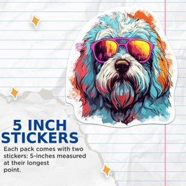 (2 Pack) Komondor Dog Stickers - Komondor with Sunglasses - Choose FromOver 100 Dog Breeds - 5 Inches On Longest Side - Premium Vinyl - Made in USA - BMCS0363