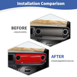 RT-TCZ for Wrangler JL Dash Trim Cover Red, Gear Shift Panel Trim Frame for Jeep Wrangler JL JLU Gladiator JT 2018-2023 Red Interior Accessories 3pcs