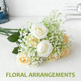 40 Pcs Babys Breath Artificial Flowers,White Fake Baby Breath Flowers，Real Touch Faux Flowers Gypsophila for Wedding Party Bouquet Floral Arrangement Home Decor