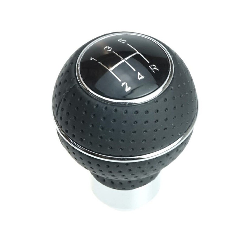 Universal Gear Knob Round with Chrome Ring - Black with