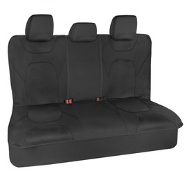 Motor Trend AquaShield Waterproof Black Rear Split Bench Seat Covers for Trucks Rear Seat Cover Only - Black Car Seat Covers, Back Seat Covers Only - Durable Neoprene Spill Resistant for Kids & Dogs
