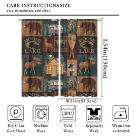 Vintage Deer Bear Farmhouse Window Curtain Retro Cabin Curtains Lake Country Lodge Moose Bedroom Curtains Home Curtains 42x54in