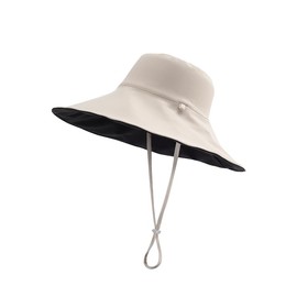 ZFSKJU Large Brim Silk Umbrella Hat, Women's Sunscreen Bucket Hat, Can be folded arbitrarily, easy to store, easy to handle, 2 colors can be worn on both sides, fashionable, UV protection, chin strap