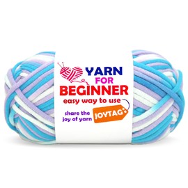 50g Rainbow Beginner Crochet Yarn for Crocheting and Knitting Multicolor Cotton Crochet Yarn for Beginners(Purple White Blue)