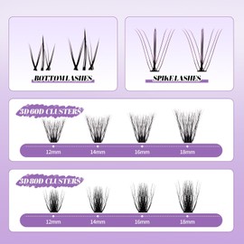 Lash Clusters Kit for Eyelash Extensions: DIY, Natural, Fluffy, Wispy, Waterproof, Anime, Manga, Cat Eye, RT0207-20P+30P-0.07D1218
