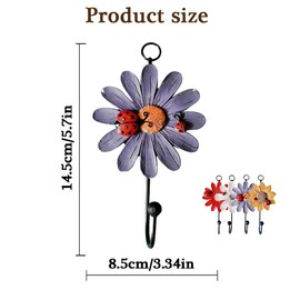glrovazas Cute Wall Hooks Flower Wall Decorative Hooks 4Pcs Decorative Coat Hanger Flower Key Holder Metal Hook for Towel Hat Clothes (4 Colors)