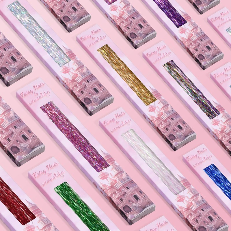 WENNALIFE Hair Tinsel Clip in Gold Tinsel Hair Extensions for