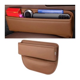 Adunsiaoto PU Leather Multifunctional Storage Box for Car Seats, Side Pocket for Car Seats, Car Seat Storage Box, Car Seat Gap Filler Organiser, Side Seat Organiser (Brown)