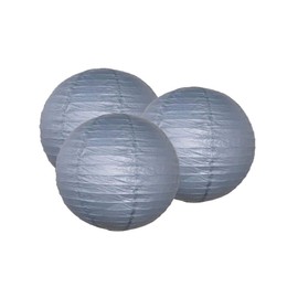 Pack of 3 Round Paper Lanterns Lamp Wedding Birthday Party Decoration (Grey, 10"/25CM)