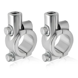 KVAEY 2PCS Motorcycle Handlebar Mirror Mount Holder, 8mm 7/8" Handlebar Clamp Rearview Side Mirror Adapter, Aluminum Motorcycle Mirror Mount Clamp for ATV Street Bike Scooter (Silver, 8mm)