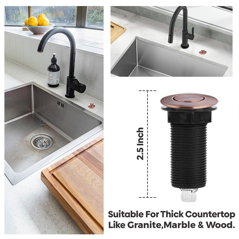 2.5" Long Single Outlet On/Off Copper Air Switch Garbage Disposal