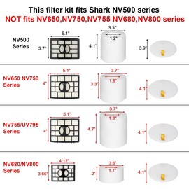 Hechuang 2 + 4 Pack Vacuum Filters Replacement Compatible for Shark Rotator Pro Lift-Away NV500, NV501, NV502, NV503, NV505, NV510, NV520, NV552, UV560, NV642, ZU780, ZU782, ZU785, Part Xff500 Xhf500