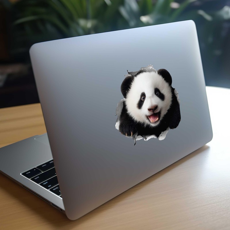 Panda Hole Wall Decal – 3D Cute Animal Sticker –