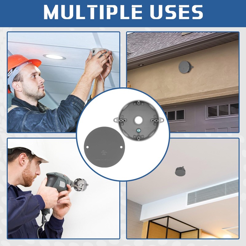 Juexica 4 Set 4'' Round Electrical Box with 4.3'' Blank