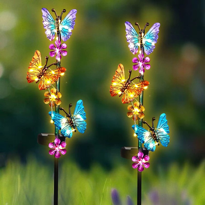 Solar Lights Outdoor Waterproof Garden Butterfly Light Decorative Solar Stake
