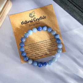 MAIBAOTA Blue Aventurine Bracelet, 8 mm Blue Bracelet for Women Men, Round Beaded Bracelets, Crystal Jewelry Gifts for Women Men