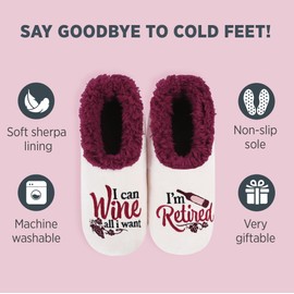 Snoozies Pairables Sherpa-lined Slipper Socks - Fuzzy and Cute Slippers for Women with Non-Slip Sole - Ladies Warm Slippers - Retired - Large