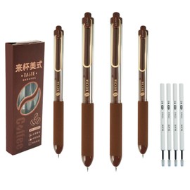 YRYUNRUI Pack of 4 Gel Pens, Coffee Smelling Black Ink Pens, Cute Fine Point Smooth Writing Pens, Office Supplies Gifts for Children School Children Women Men, with 4 Refills