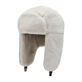 WITHMOONS Trapper Russian Hat - Winter Fluffy Trooper Ski Ear Flap Cap - Soft Aviator Hats YZT0238 (White)