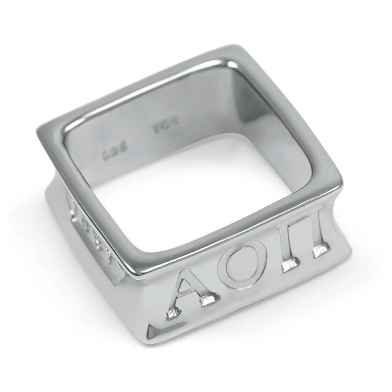 Alpha Omicron Pi Sorority Sterling Silver Square Ring with 1897