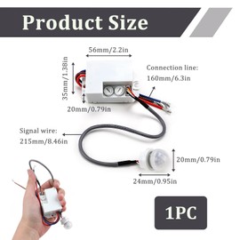 Mini PIR Sensor, Small PIR Sensor Motion Detector Indoor, Ceiling Flush Mount, Infrared Detector with Adjustable Time Delay, Energy-Efficient Lighting, Suitable for LED and Incandescent Lamps, 8m/360°