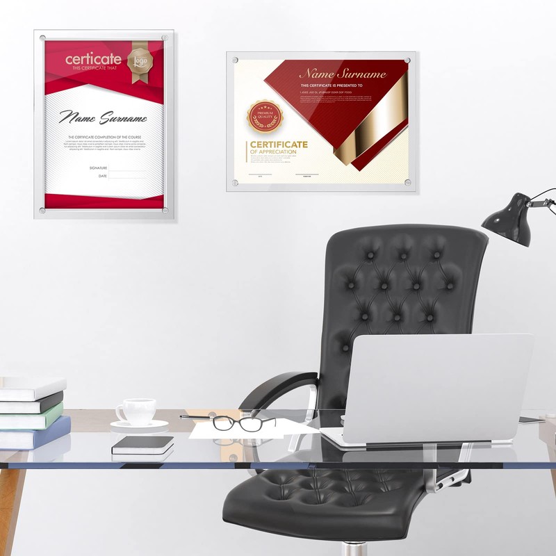 Sintuff 8 Pack Acrylic Floating Picture Frame Wall Mount Frameless