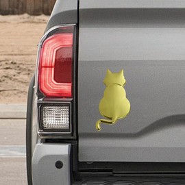 ZIMISI 3D Cat Metal Car Sticker Decal, Cute Animal Vehicle Bumper Badge Sticker, Universal Waterproof Automotive Exterior Decoration Emblem Accessory for SUV, Truck, Motorcycle (Gold)