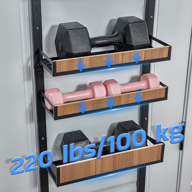 Fulifix Over The Door Pantry Organizer with Solid Wooden Baskets,