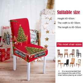 Christmas Chair Covers, Set of 4/6, Stretch Chair Covers, Christmas Decoration Covers for Chairs, Removable Chair Cover, Modern Universal Xmas Chair Cover for Christmas Day Party (6, Christmas Tree)