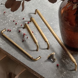 Goo-Ki 5 Inch Hole Center Antique Brass Cabinet Pulls Zinc Alloy Kitchen Drawer Pulls, 6 Pack Vintage/Retro Brass Cabinet Handles Solid Hardware for Furniture