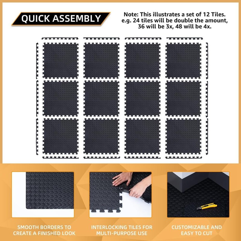 Kopinma 12 Pack Floor Exercise Mat for Home Gym or