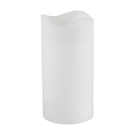 Mikasa White LED Wax Pillar Candle with Flickering Flame, 4 x 8 Inch Real Wax Flameless Candle with 5-Hour Timer, Battery Operated Decorative Candle for Home Decor and Seasonal Displays