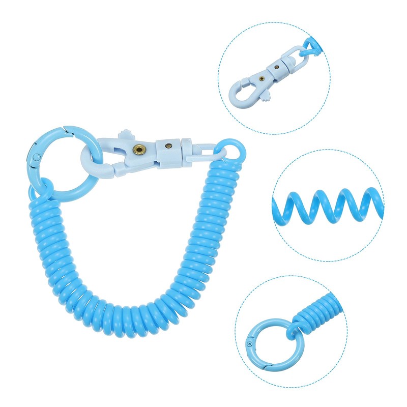 [PATIKIL] Elastic Coil Spring Keychains, Set of 4 Anti-lost Keychain