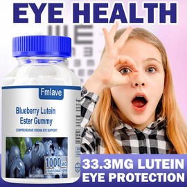 Fmlave 1000mg Lutein Eye Vitamins Gummies for Kids and Adults with Blueberry Lutein for Eye Health Support - Specification: 2 Bottle-60 Day Supple