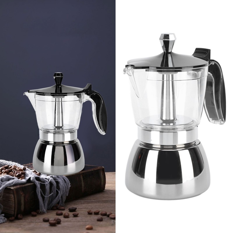 6 Cups Stainless Steel Coffee Pot Italian Octagonal Household Brewing