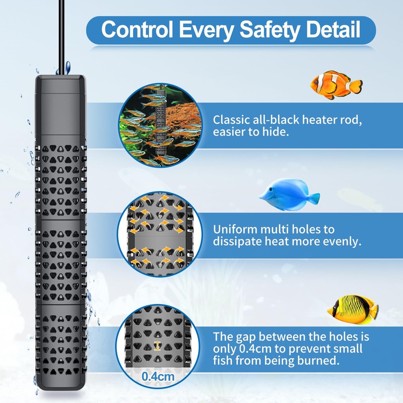 HiTauing Aquarium Heater, Upgraded 200W Fish Tank Heater with Intelligent