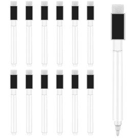 Mozeat Lens 12 Pcs Dry Erase Marker Magnetic White Fine Tip Magnetic Markers Whiteboard Markers with Eraser Marker for White Board Mini Dry erase Markers Dry Erase Pens for Office Home Black