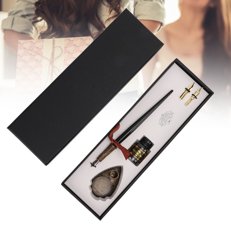 Feather Pen Set Durable Creativity Easy Writing Stationery Gift Box