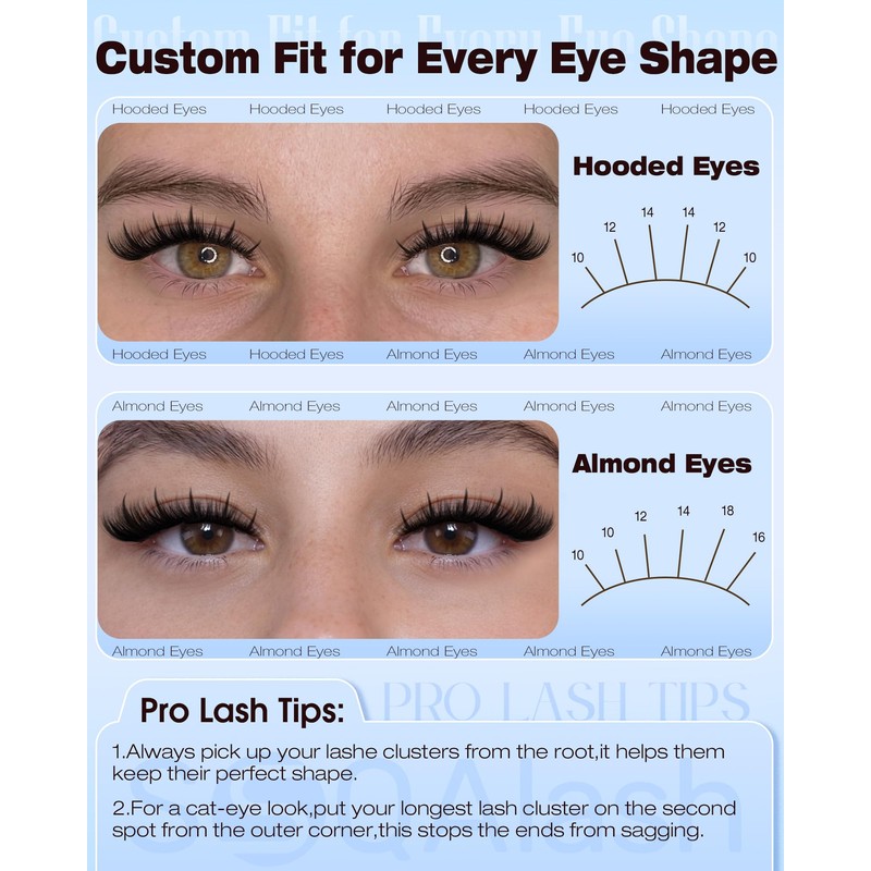 Manga Lash Clusters with Spikes Anime Eyelash Clusters for Baddie