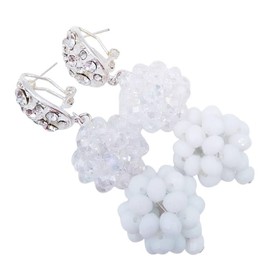 aczuv 10 Rows Fashion African Wedding Beads Nigerian Beaded Jewelry Set Bridal Party Jewelry Sets (White Transparent)