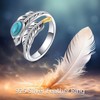 925 Sterling Silver Ring Feather Ring Turquoise Rings Adjustable Feather