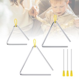 MuzcYM 3pcs/lot 4/5/6 inch mixed hand percussion instrument music steel triangle for kids music enlightenment with striker, rhythm triangles