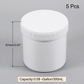 sourcing map Empty Plastic Paint Pail 0.08 -Gallon/300mL Seal Storage Container with Sealing Lid White 5Pcs