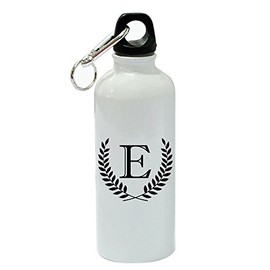 Royal Reath Initial White Aluminum Sports 20 oz Water Bottle, Letter E