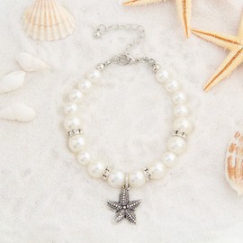 WUSUANED Faux Pearl Starfish Charm Bracelet Summer Beach Jewelry For Bridesmaids Wedding Gift (pearl starfish)
