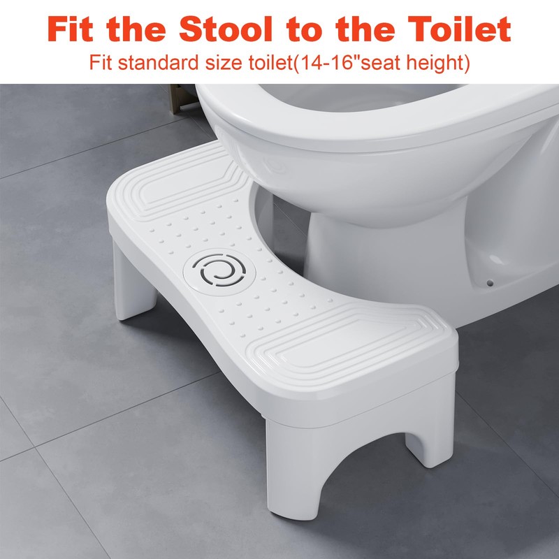 White 2 Pack Toilet Poop Stool, 7 Inch Height Squatting
