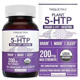 Organic 5-HTP - 200 mg  99 de concentracin de 5HTP, ms vitamina B6 y melena de len  Agua extrada de semillas de Griffonia orgnicas  Apoya el estado...