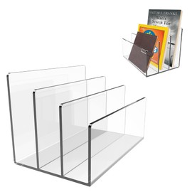 Boloyo Acrylic File Holder,2PC 3 Sections Clear File Organizer Mail Letter Sorter Desktop Folder Holder for Home Office School Envelope Bill Filling Paper Document